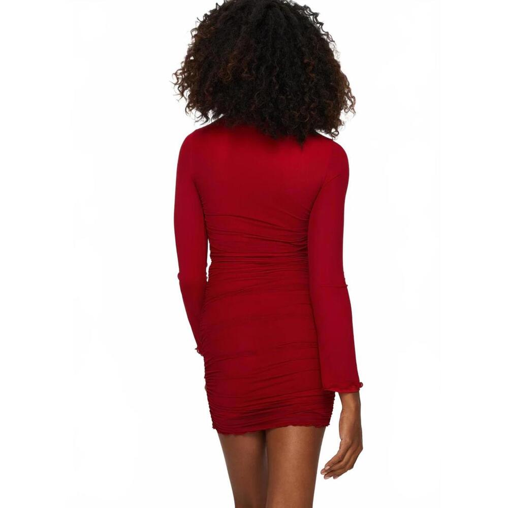 NWT Princess Polly Grandy Red Long Sleeve Ruched Bodycon Short Mini Dress Size 8 - Picture 3 of 9